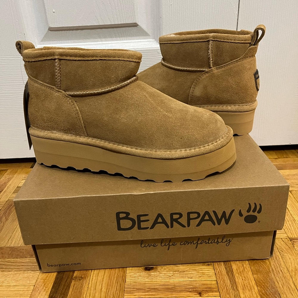 BearPaw Chestnut Suede Platform Boots